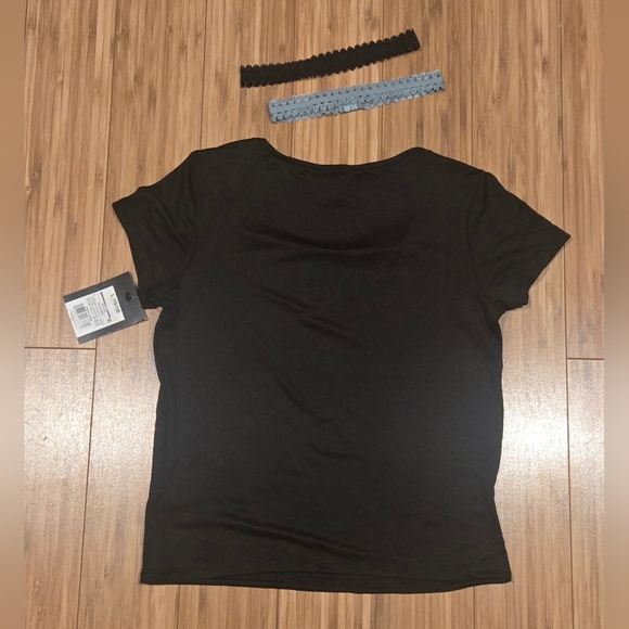 NWT Art Class Black Short Sleeve Cropped Tee With Headbands - Picture 7 of 8